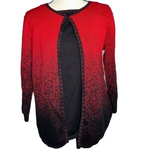 Alfred Dunner Red and Black Gradient Cardigan